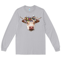 Moon Dust hereford cow with floral headband Long Sleeve Tee - RanaPortraitStore