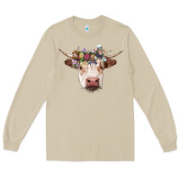 Mushroom hereford cow with floral headband Long Sleeve Tee - RanaPortraitStore