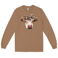 Toasted Coconut hereford cow with floral headband Long Sleeve Tee - RanaPortraitStore