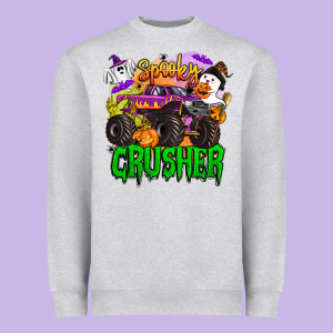 Spooky Crusher Monster Truck Heavyweight Sweatshirt Designed By Barkaloodesign