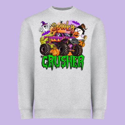 Spooky Crusher Monster Truck Heavyweight Sweatshirt Designed By Barkaloodesign
