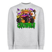 Heather Grey spooky crusher monster truck Heavyweight Sweatshirt - BarkalooDesign