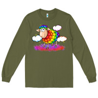 Army Green rainbow sheep pride Long Sleeve Tee - FaDigitalArtStudio