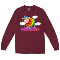 Burgundy rainbow sheep pride Long Sleeve Tee - FaDigitalArtStudio