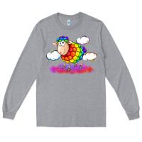 Heather Grey rainbow sheep pride Long Sleeve Tee - FaDigitalArtStudio