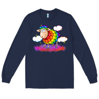 Navy rainbow sheep pride Long Sleeve Tee - FaDigitalArtStudio