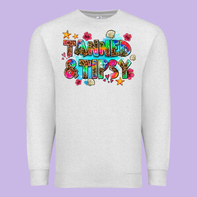 Tanned And Tipsy Premium Sweatshirt Designed By Adodesignshop