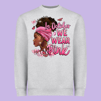 In October We Wear Pink Heavyweight Sweatshirt Designed By Barkaloodesign