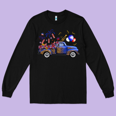 Western Truck Fourth Of July Long Sleeve Tee Designed By Fadigitalartstudio
