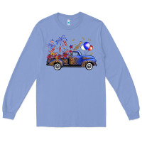 Colony Blue Western Truck Fourth Of July Long Sleeve Tee - FaDigitalArtStudio