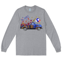 Heather Grey Western Truck Fourth Of July Long Sleeve Tee - FaDigitalArtStudio