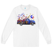 White Western Truck Fourth Of July Long Sleeve Tee - FaDigitalArtStudio