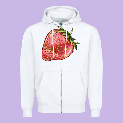 Strawberry Zipper Hoodie Designed By Barkaloodesign