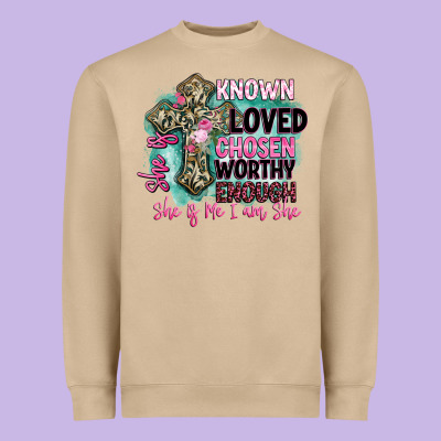 She Is Loved Heavyweight Sweatshirt Designed By Barkaloodesign