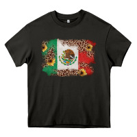 Asphalt Mexican Flag with Leopard Heavy Core Tee - texasbilliewilder