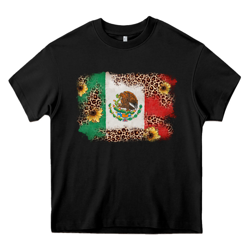 Mexican Flag With Leopard Heavy Core Tee by texasbilliewilder | Teevron