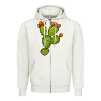 Oatmeal Heather cactus Zipper Hoodie - BarkalooDesign