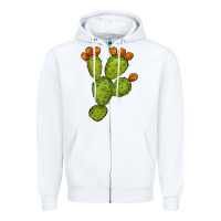 White cactus Zipper Hoodie - BarkalooDesign