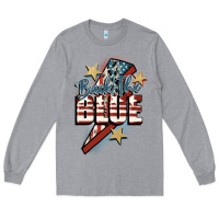Heather Grey Back the blue Long Sleeve Tee - FaDigitalArtStudio