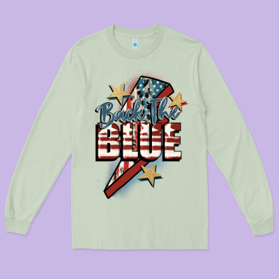 Back The Blue Long Sleeve Tee Designed By Fadigitalartstudio