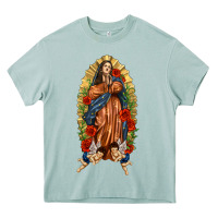 Arona Lady of Guadalupe with Roses Heavy Core Tee - texasbilliewilder