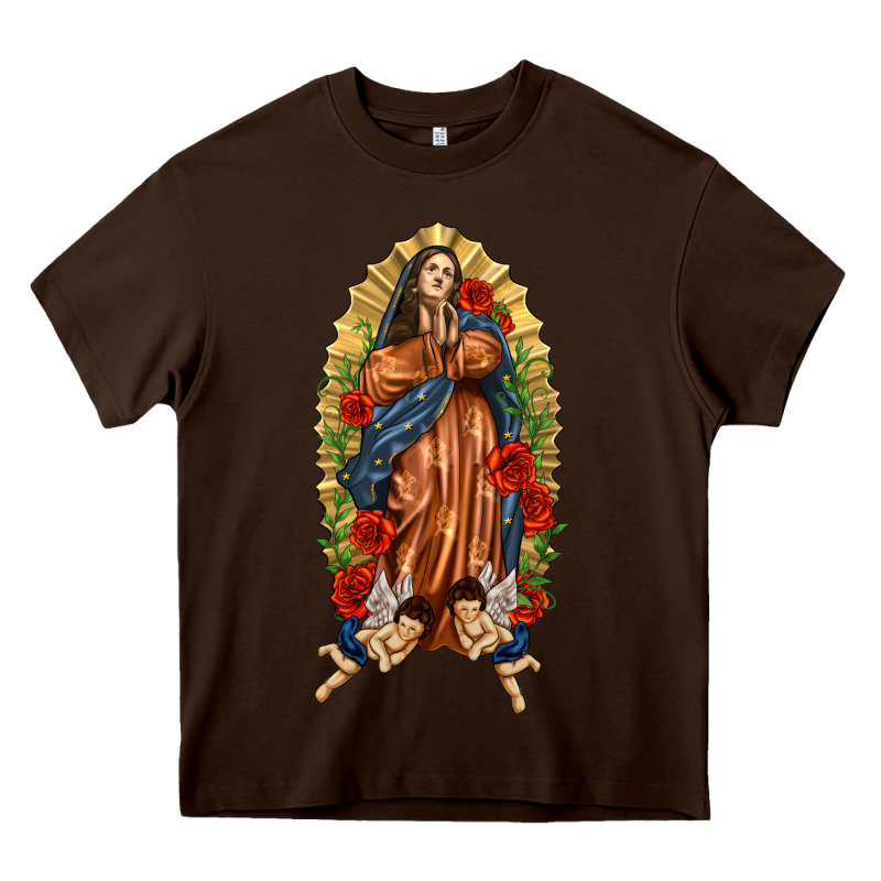 Lady Of Guadalupe With Roses Heavy Core Tee by texasbilliewilder | Teevron