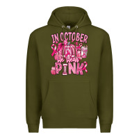 Army Green in october we wear pink american football Premium Hoodie - RanaPortraitStore