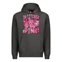 Charcoal Heather in october we wear pink american football Premium Hoodie - RanaPortraitStore