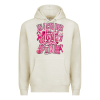 Oatmeal Heather in october we wear pink american football Premium Hoodie - RanaPortraitStore