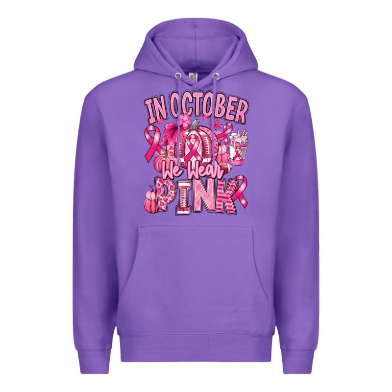 In October We Wear Pink American Football Premium Hoodie by RanaPortraitStore | Teevron