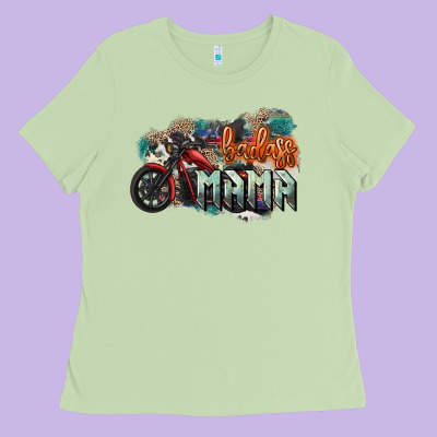 Badass Mama Motorcycle Ladies Tee Designed By Howdyjamesfarm