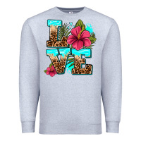 Heather Grey love summer with flowers Premium Sweatshirt - AdoDesignShop