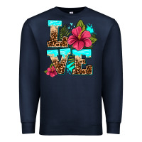 Navy love summer with flowers Premium Sweatshirt - AdoDesignShop