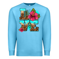 Ocean Blue love summer with flowers Premium Sweatshirt - AdoDesignShop