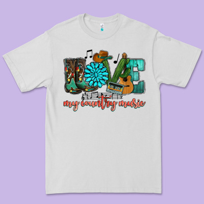 Western Love My Country Music Premium Tee Designed By Howdyjamesfarm