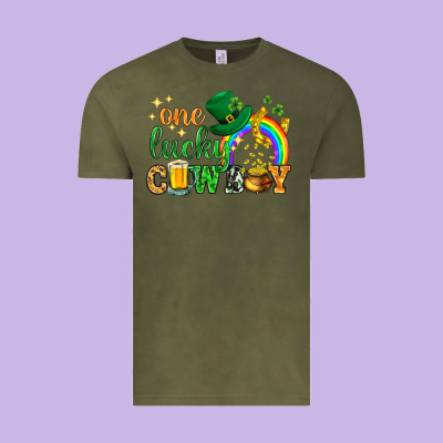 One Lucky Cowboy St. Patricks Day Vintage Tee Designed By Howdyjamesfarm