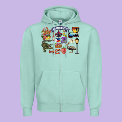 Preview Louisiana State Zipper Hoodie Designed By Barkaloodesign
