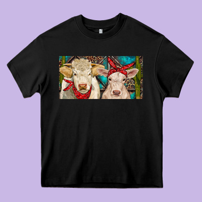 Charolais Bull And Calf Heavy Core Tee Designed By Ranaportraitstore