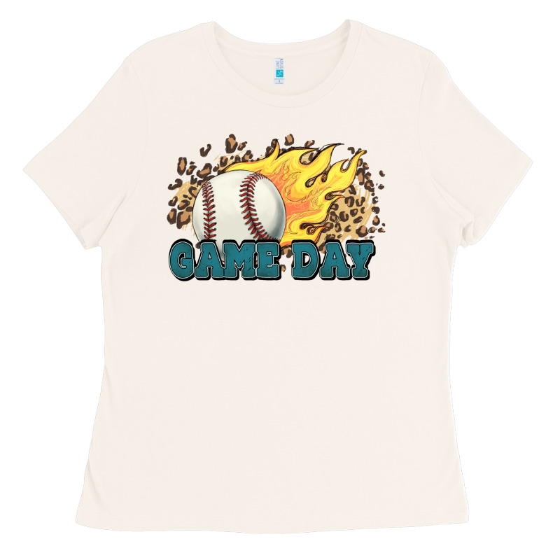 Game Day Baseball Leopard Flames Fireball Ladies Tee by HowdyJamesFarm | Teevron