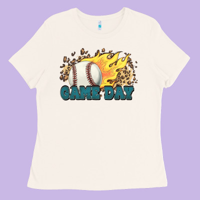 Game Day Baseball Leopard Flames Fireball Ladies Tee Designed By Howdyjamesfarm