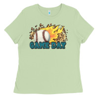 Matcha game day baseball leopard flames fireball Ladies Tee - HowdyJamesFarm