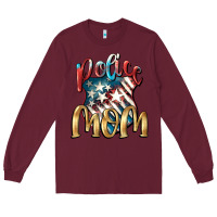 Burgundy Police Mom Long Sleeve Tee - FaDigitalArtStudio