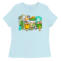Baby Blue Football coffee cups Ladies Tee - HowdyJamesFarm