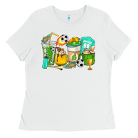 White Football coffee cups Ladies Tee - HowdyJamesFarm