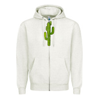 Oatmeal Heather cactus Zipper Hoodie - BarkalooDesign
