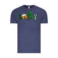 Vintage Denim Lucky with beer St. Patricks day Vintage Tee - HowdyJamesFarm