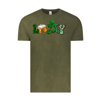 Vintage Olive Lucky with beer St. Patricks day Vintage Tee - HowdyJamesFarm