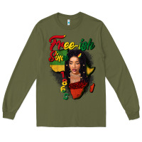 Army Green Free-ish since 1865 black woman Long Sleeve Tee - FaDigitalArtStudio