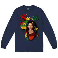 Navy Free-ish since 1865 black woman Long Sleeve Tee - FaDigitalArtStudio