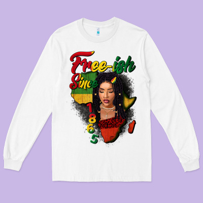 Free-ish Since 1865 Black Woman Long Sleeve Tee Designed By Fadigitalartstudio